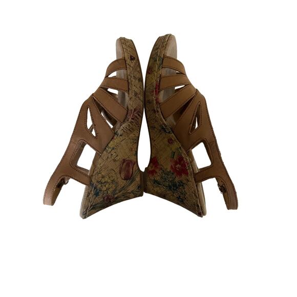 BOC Sandals Women's Tan Strappy Concept Floral Cork Wedge Slingback Heel Sz 9 - Picture 6 of 9